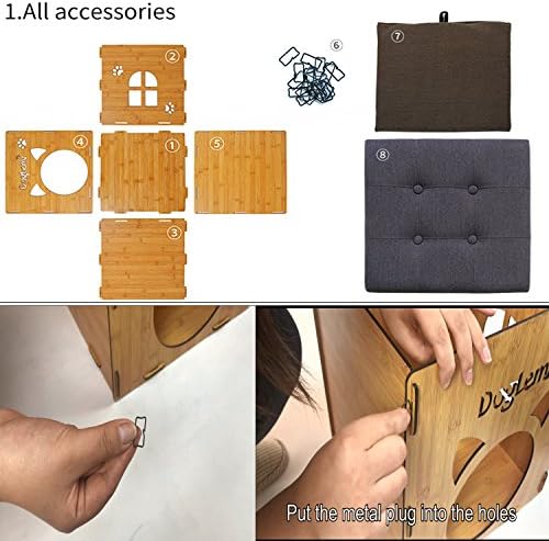 S-Lifeeling Pet Nest Cat Litter Foldable Functional High-Grade Wooden Cushion Pet Cat Small Dog House Bed Mat Cave and House Chair