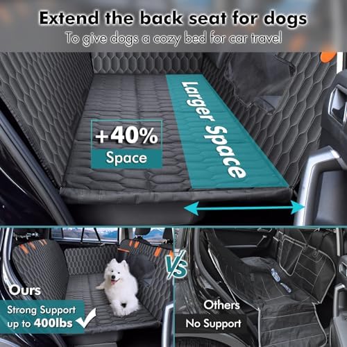 Chumajor L Back Seat Extender for Dogs,Hard Bottom,Waterproof,400 lb,Black
