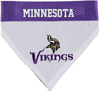 Pets First NFL DOG BANDANA - MINNESOTA VIKINGS REVERSIBLE PET BANDANA. 2 Sided Sports Bandana with a PREMIUM Embroidery TEAM LOGO, Large/X-Large. - 2 Sizes & 32 NFL Teams available