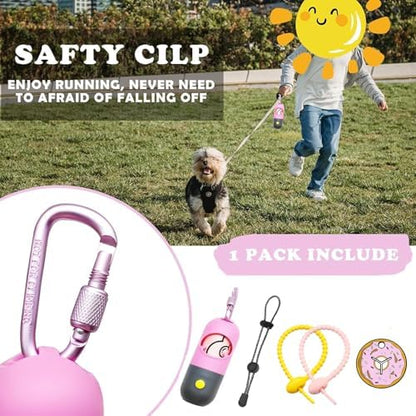 YUCHIYA Dog Poop Bag Holder Dispenser with LED Flashlight(Pink)