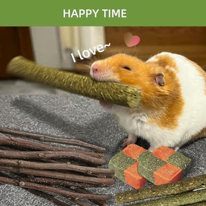Chew Treat Rabbit Toys for Teeth Health, Natural Bunny Enrichment Toys for Boredom & Stress Relief, Keep Busy Toys for Guinea Pig Chinchilla Hamster Rat Gerbil Degu (50-60PCS)