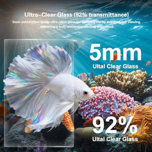 2.8 Gallon Glass Fish Tank,Small Fish Tank with Light and Filter
