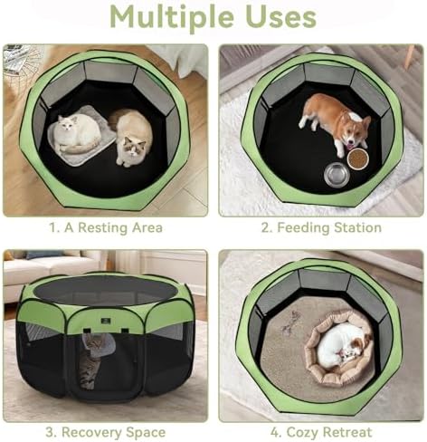 A 4 Pet 40.55-in Dog Playpen, Small Dogs & Puppies, Green+Black