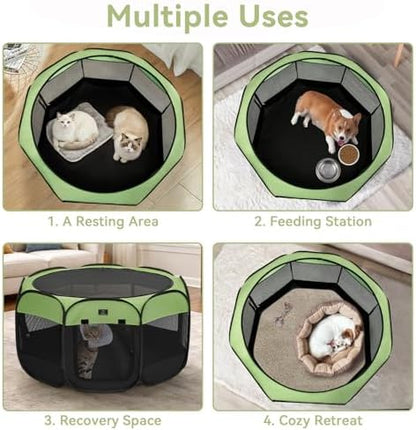 A 4 Pet 40.55-in Dog Playpen, Small Dogs & Puppies, Green+Black