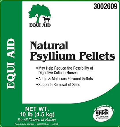 Farnam Equi Aid Natural Horse Psyllium Pellets, Supports Removal of Sand & Dirt From Ventral Colon, Horse Digestion Support, Fiber Supplement, Apple/Molasses, 10 pounds