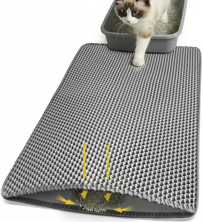 Cat Litter Mat 24x30 Inches, Honeycomb Double Layer Litter Trapping Mat, Waterproof Leakproof Urine Proof Cat Litter Box Mat for Cat Litter Box Area, Floor, Kitty Litter Rug