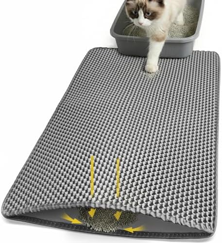 Cat Litter Mat 24x30 Inches, Honeycomb Double Layer Litter Trapping Mat, Waterproof Leakproof Urine Proof Cat Litter Box Mat for Cat Litter Box Area, Floor, Kitty Litter Rug