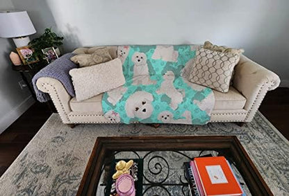 Caroline's Treasures MLM1037LQB Maltese Quilted Blanket 50x60 Artwork Pattern Quilted Throw Blanket for Bed, Couch, Sofa, Soft and Lightweight