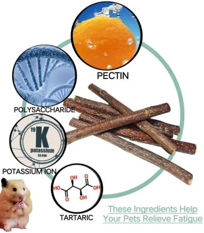 Apple Wood Sticks for Chinchilla,Chew Toys and Treats for Rabbit