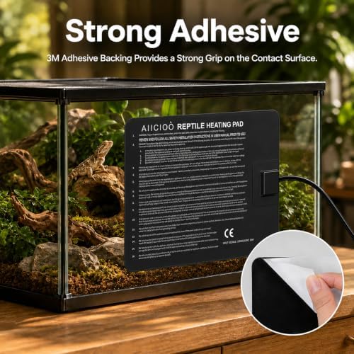 Aiicioo Reptile Heating Pad - Hermit Crab Heater Heat Mat for Reptiles Snake Lizard Terrarium 16 Watt (Pack of 2)
