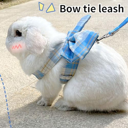 Rabbit Harness and Leash - Adjustable Bunny Harness Escape Proof for Walking Runnig Hiking Camping Outdoor,Cute Small Animal Harness Leash Set (Green,Small)