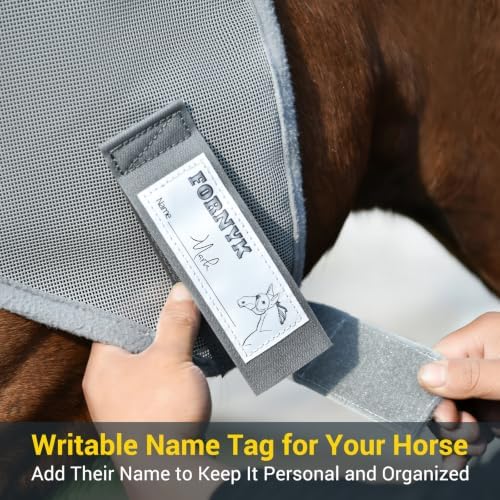 Horse Fly Mask with Ears, UV Block Breathable Mesh (Blue, L)