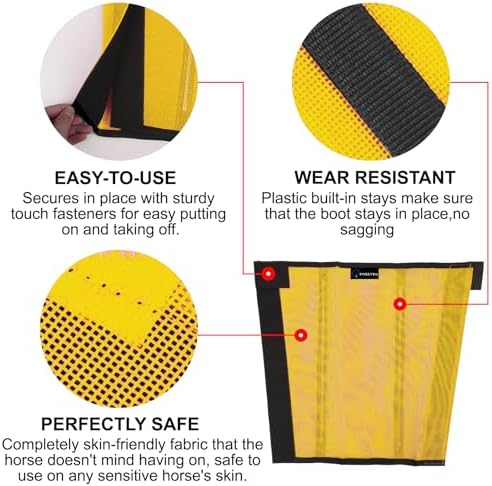 FOXLVDA Horse Fly Boots Set of 8 - Breathable Tough Mesh Equine Leg Wraps