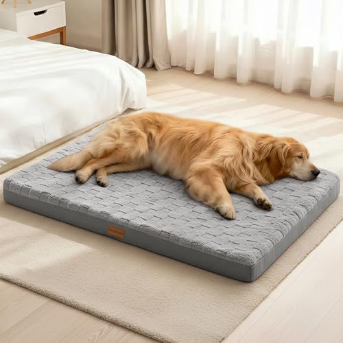 Patas Lague Orthopedic Large Dog Bed Washable Pet Crate Mat 36''X24'' Grey