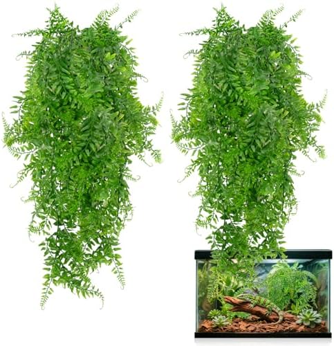 RAINFLOW 2PCS Fake Hanging Plants - Artificial Reptile Habitat Vines