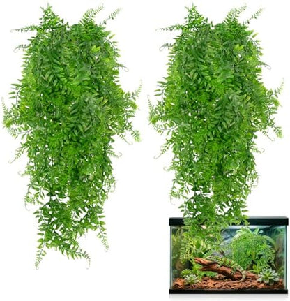 RAINFLOW 2PCS Fake Hanging Plants - Artificial Reptile Habitat Vines