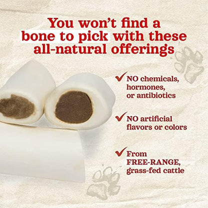 Natural Farm Bacon & Cheese Filled Bones (3-4 Inch, 6 Pack), Limited Ingredient, Natural Stuffed Dental Dog Bone Treats for Dogs, Made with Real Beef