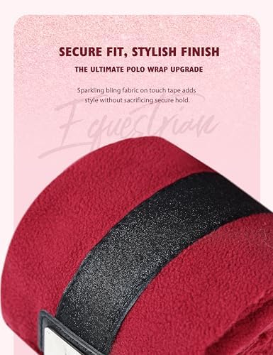 Harrison Howard Horse Polo Wraps Upgrade with Bling Leg Wraps for Horses 4-Pack Fleece Leg Wraps Stable Supplies Burgundy L