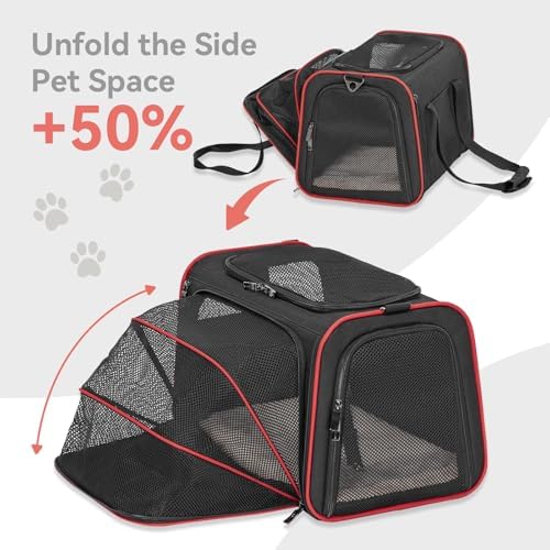 Petsfit Large Expandable Cat Carrier for Travel, Up to 18 lb
