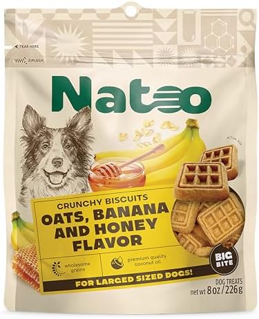 NATOO Dog Treats for Large Breed, Oats Banana and Honey, 8oz