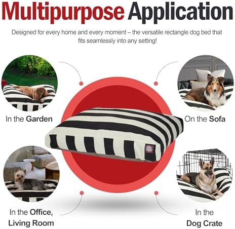 Majestic Pet Rectangle Large Dog Bed Washable – Non Slip Comfy Pet Bed – Dog crate Bed with Removable Washable Cover – Dog Kennel Bed for Sleeping - Dog Bed X-Large Breed 50x42x5 Inch – Black