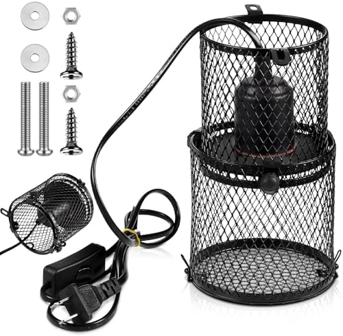 VIHOSE 1pcs Retractable Reptile Heat Lamp Cage Anti-Scald Mesh Stand, Black