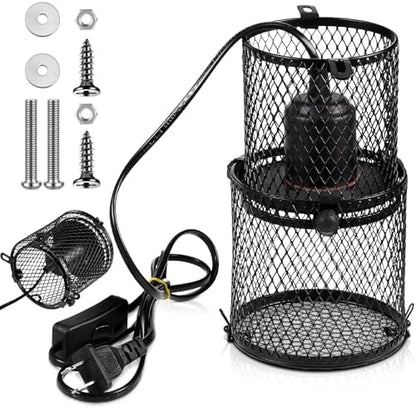 VIHOSE 1pcs Retractable Reptile Heat Lamp Cage Anti-Scald Mesh Stand, Black