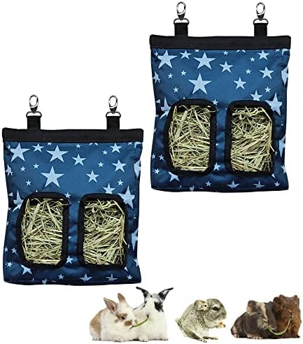 RIOUSSI Guinea Pig Hay Feeder, Hanging Rabbit Hay Feeder Bag. Stars,2Ct