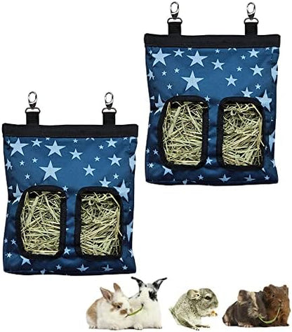 RIOUSSI Guinea Pig Hay Feeder, Hanging Rabbit Hay Feeder Bag. Stars,2Ct