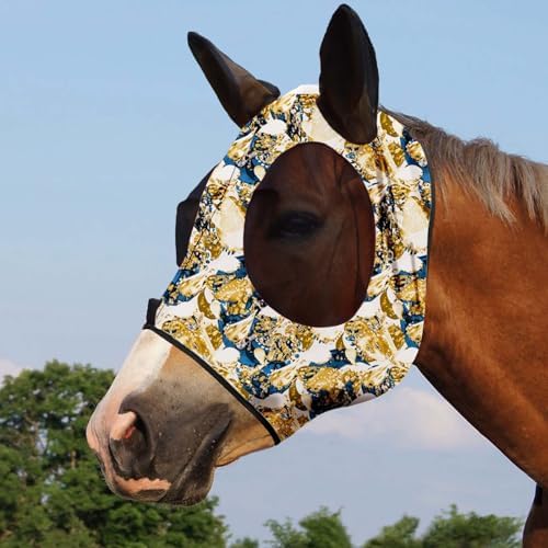 Harrison Howard Super Comfort Stretchy Fitting Horse Fly Mask with UV Protection Soft on Skin with Breathability Luxe Vibe Pony