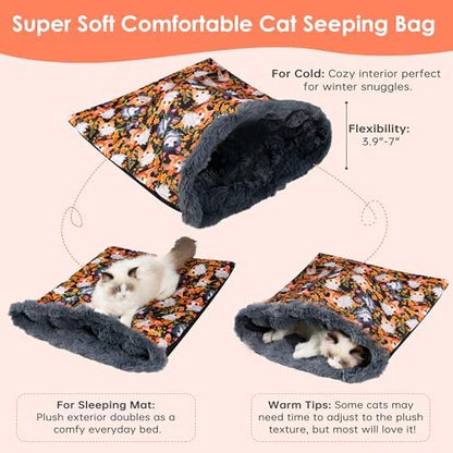 Cat Bed Cave Sleeping Bag, Cozy Soft Cat Bed, Pet Mat Self Warming Pad Sack for Cats