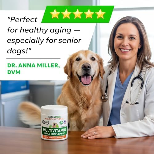 BARK&SPARK Dog Multivitamin Chews with Glucosamine, Omega 3 & Probiotics