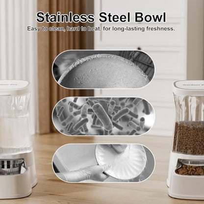 Automatic Dog Water Dispenser & Feeder Food Set, 304 Stainless Steel Bowls