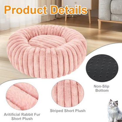 Washable Small Cat Dog Bed,Puppy Bed Cat Beds for Indoor Cats(Pink,M)