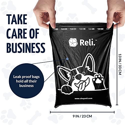 Reli. Dog Poop Bags Rolls (1080 Pack, 72 Rolls) Black