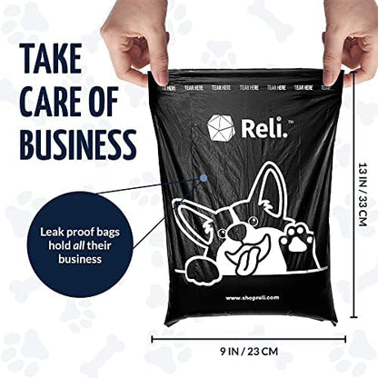 Reli. Dog Poop Bags Rolls (1080 Pack, 72 Rolls) Black