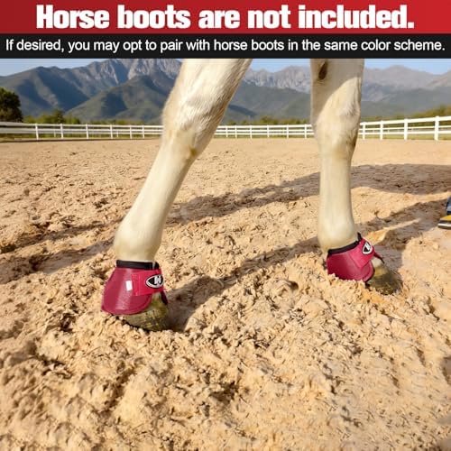 Horse Bell Boots for Outdoor Sports(Crimson Red, XL)