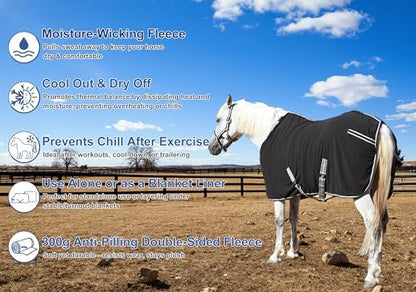 Horse Fleece Cooler Blanket, Moisture Wicking Post-Workout Drying
