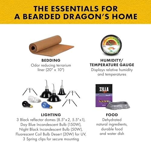 Zilla Bearded Dragon Habitat Accessory Kit for Bearded Dragons, Terrarium