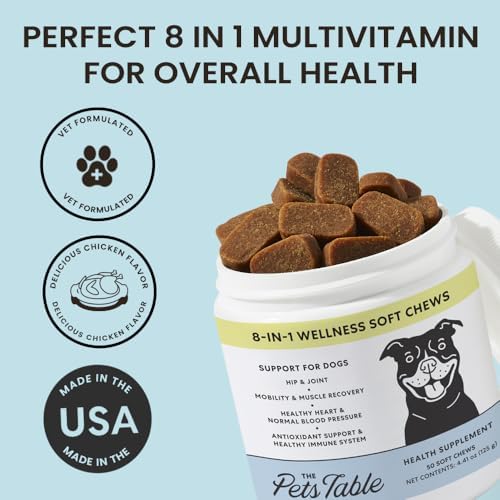 The Pets Table 8 in 1 Soft Chew Dog Vitamins, Chicken Flavor, 50 Chews