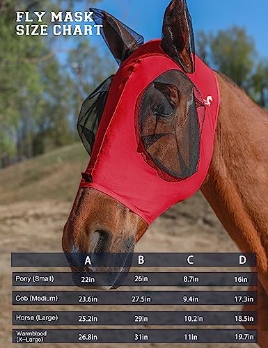 Horse Fly Mask with Ears, Fly Mask for Horses, Breathable Mesh