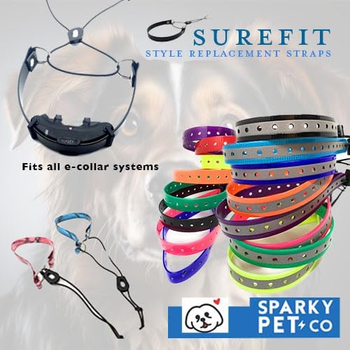 Sparky Pet Co - Surefit ECollar Replacement Strap - Bungee Dog Collar - Waterproof - Adjustable - Secure Nexus Wheel Lock - for Electronic Training & Invisible Fence Systems - 1" (Grey Camo)
