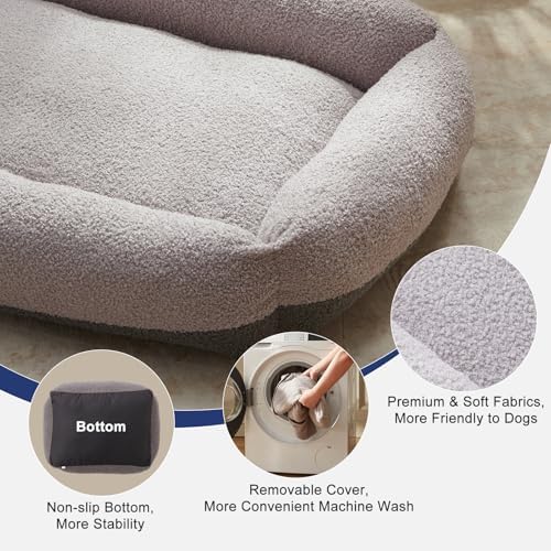 FURTIME Washable Dog Bed Large Sized Dogs, Comfy Fluffy Large Dog Bed