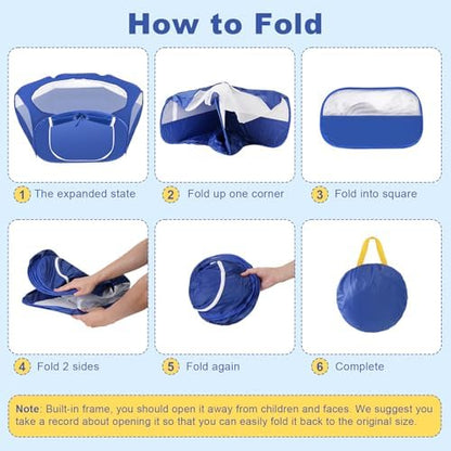 Fortable Small Pet Playpen with Top Cover Indoor Outdoor Use, Blue