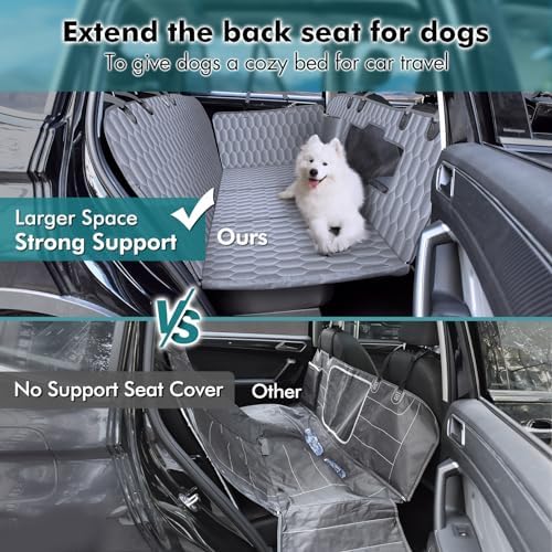 Chumajor L Back Seat Extender for Dogs,Hard Bottom,Waterproof,400 lb,Grey