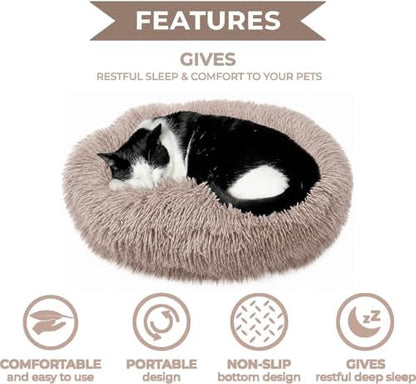Whiskers & Friends Cat Beds for Indoor Cats & Small Dog, Fluffy Cat Bed