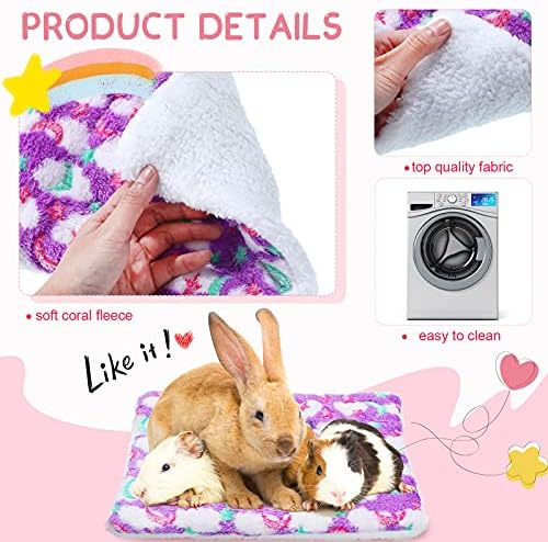 Jetec 4 Pcs Guinea Pig Bed Pads Moon and Star, 10 x 11 Inch Plush Mat
