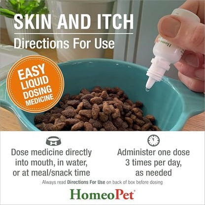HomeoPet Skin and Itch, Skin Soother for Dogs and Cats, 15 Milliliters