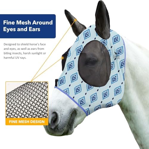 Harrison Howard Super Comfort Stretchy Fly Mask Large Eye Space with UV Protection Soft on Skin with Breathability Nature Aztec Cob (Medium)