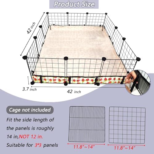 Guinea Pig Cage Liner，Washable Waterproof Oxford Cloth Cage Liners for Small Animals,Hamster Chinchilla Hedgehog Rabbit and Other Small Animals Not Include Cage(42x42 inches)